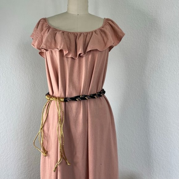 VTG Black Rope Braided Belt with Black/Gold Tassel - Picture 2 of 6